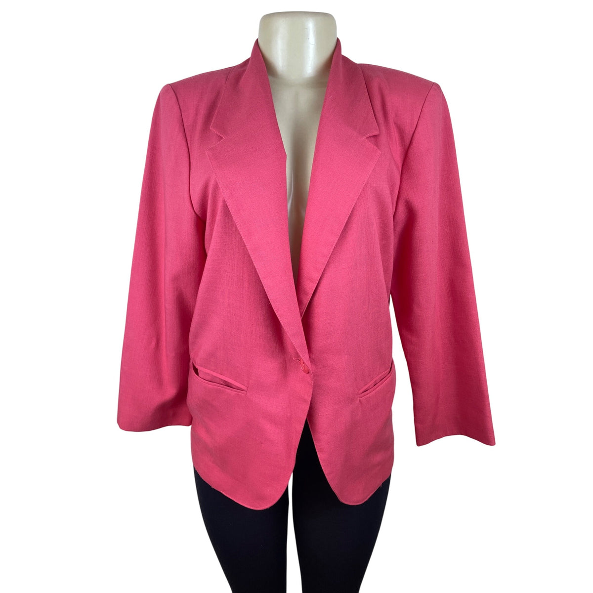 Vtg Illustrations Women's Pink Blazer Button Closure Sophisticated Design Size 4