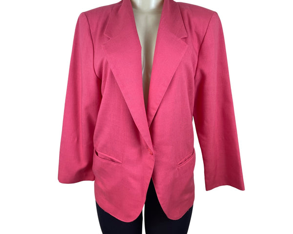 Vtg Illustrations Women's Pink Blazer Button Closure Sophisticated Design Size 4