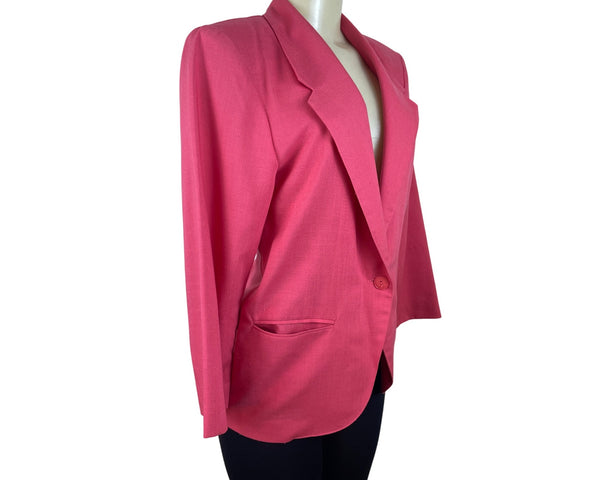 Vtg Illustrations Women's Pink Blazer Button Closure Sophisticated Design Size 4