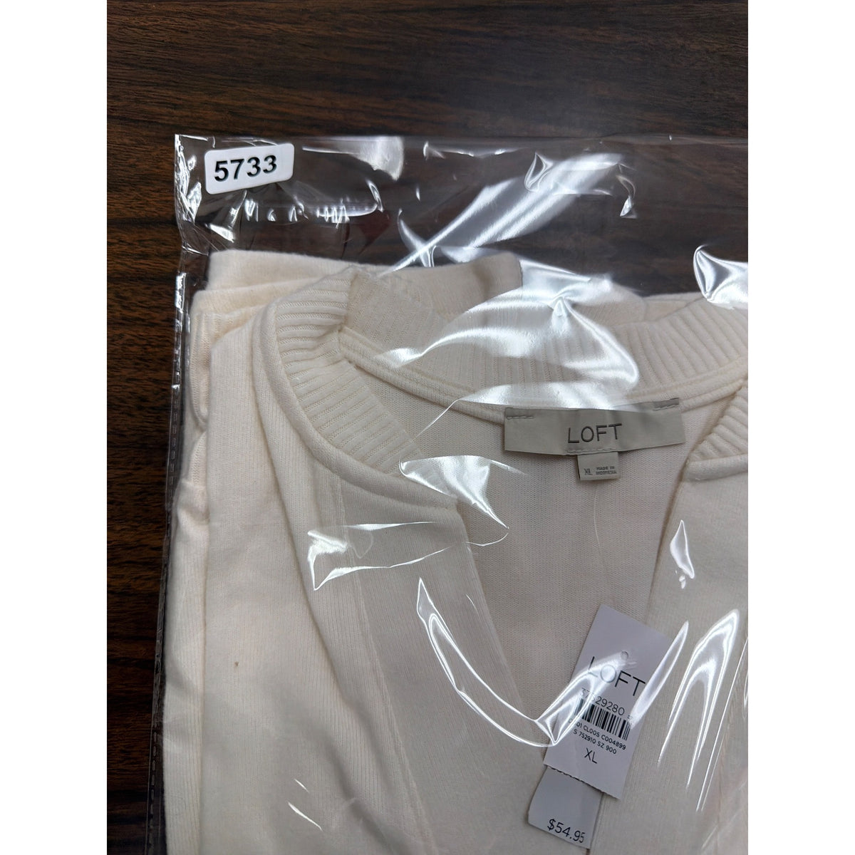 Loft Crew Neck Womens Ivory Knit Pullover Sweater Lightweight Long Sleeve Sz XL