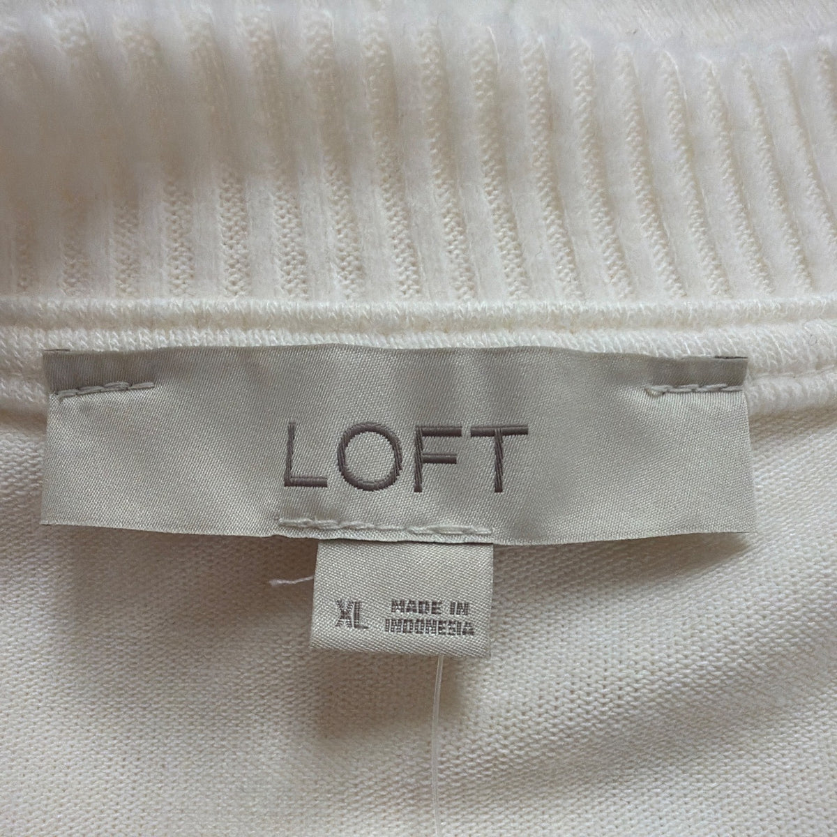 Loft Crew Neck Womens Ivory Knit Pullover Sweater Lightweight Long Sleeve Sz XL