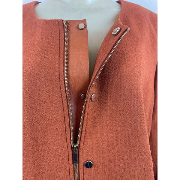 Lafayeete 148 Women’s Orange Front Zip Jacket With Gold Hardware Sleeves Size 1X
