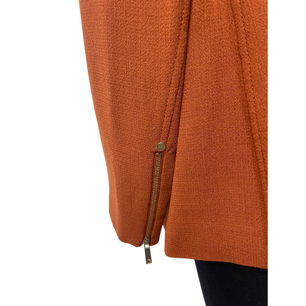 Lafayeete 148 Women’s Orange Front Zip Jacket With Gold Hardware Sleeves Size 1X