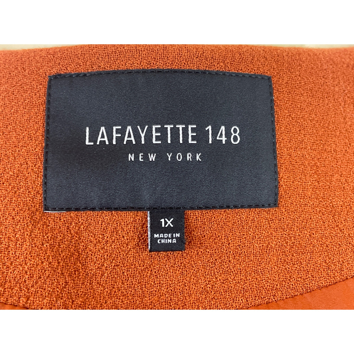 Lafayeete 148 Women’s Orange Front Zip Jacket With Gold Hardware Sleeves Size 1X