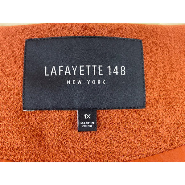 Lafayeete 148 Women’s Orange Front Zip Jacket With Gold Hardware Sleeves Size 1X