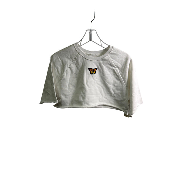 Nordstrom Womens White Cotton Butterfly Embroidered Sweatshirt Cropped S Nordstrom Womens White Cotton Butterfly Embroidered Sweatshirt Cropped S