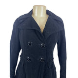 Sugarfly Womens Black Corduroy Double-Breasted Peacoat Jacket