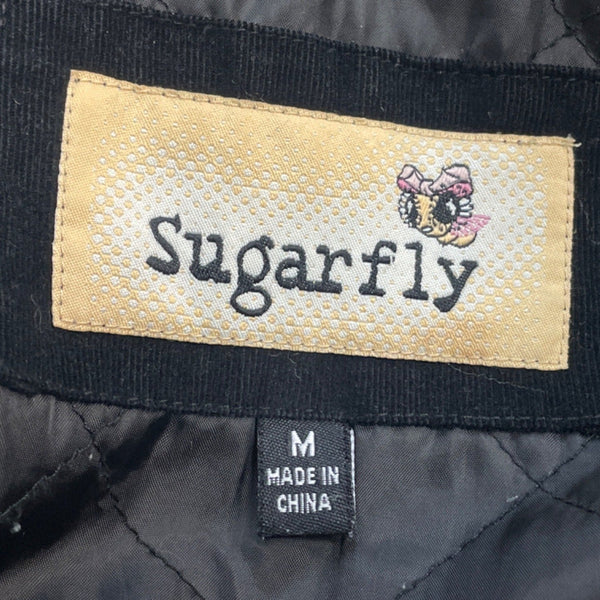 Sugarfly Womens Black Corduroy Double-Breasted Peacoat Jacket