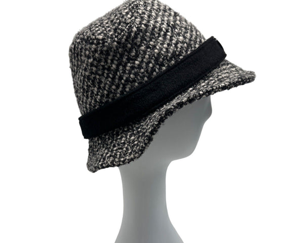 Badgley Mischka Womens Wool Blend Tweed Hat With Black Band - One Size