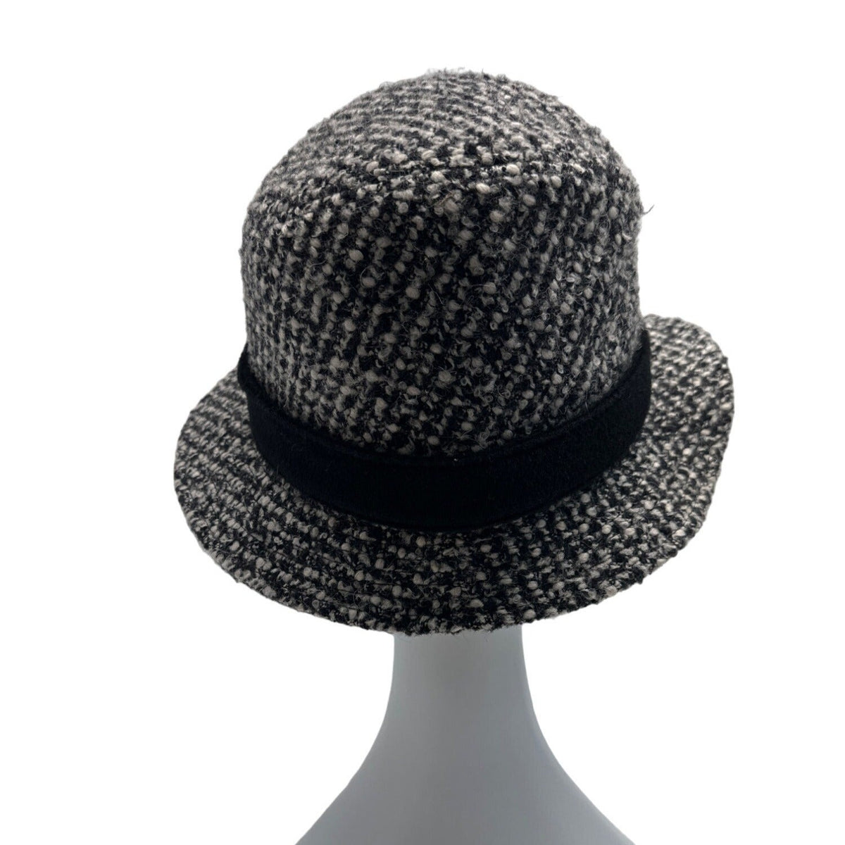 Badgley Mischka Womens Wool Blend Tweed Hat With Black Band - One Size