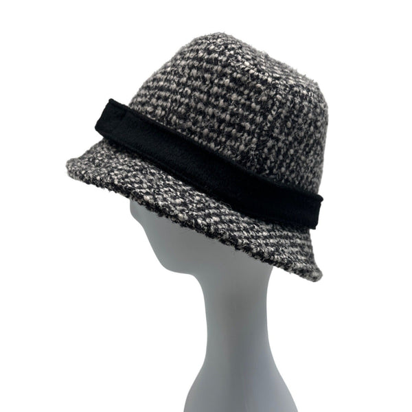Badgley Mischka Womens Wool Blend Tweed Hat With Black Band - One Size