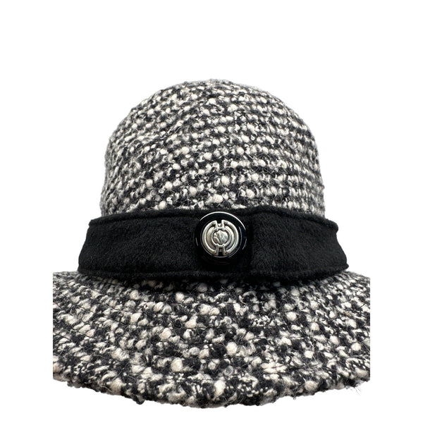 Badgley Mischka Womens Wool Blend Tweed Hat With Black Band - One Size