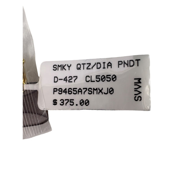 18K Gold Over Sterling Smoky Quartz Diamond Necklace Pendant Women’s Vintage Style