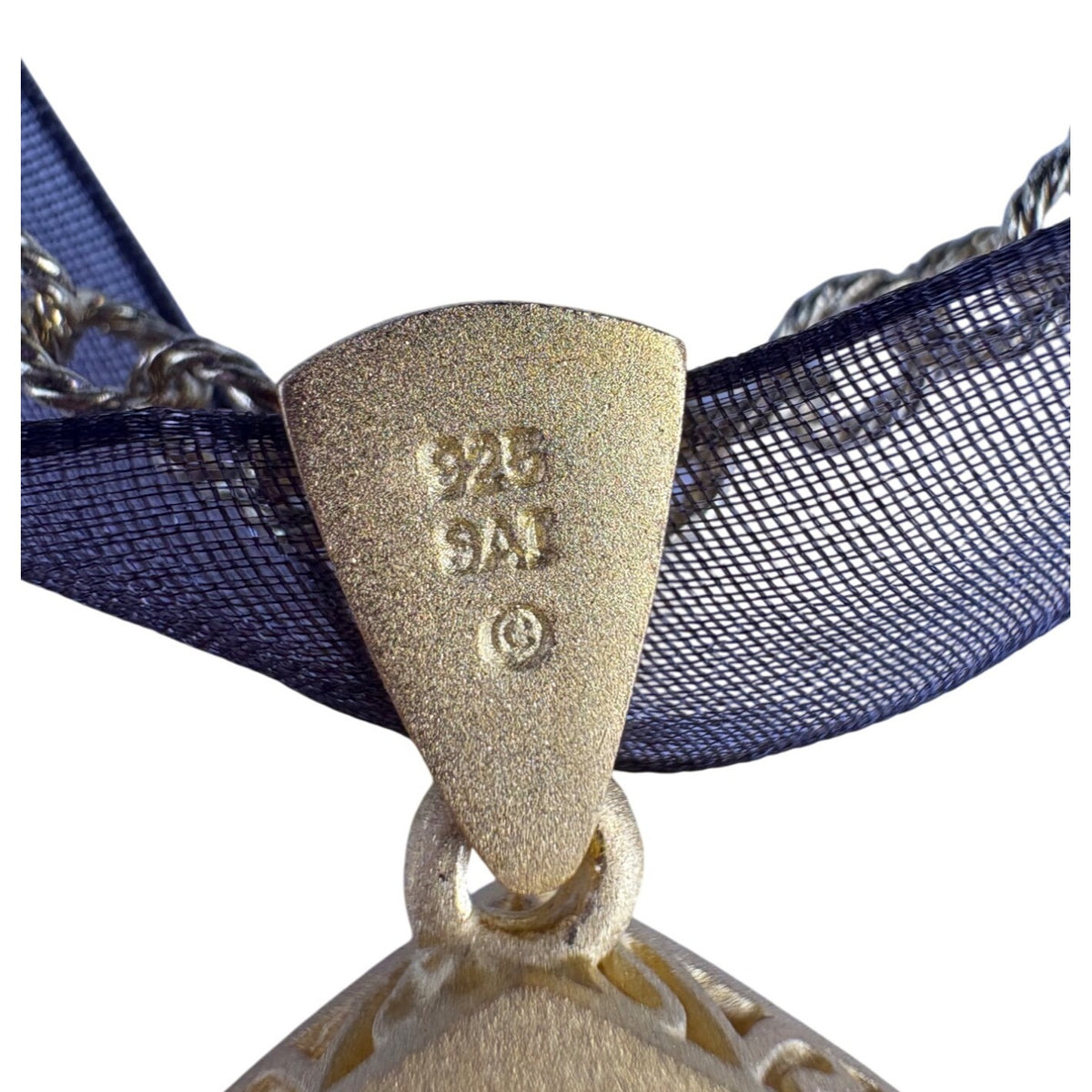 18K Gold Over Sterling Smoky Quartz Diamond Necklace Pendant Women’s Vintage Style