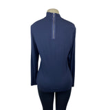 Lafayette 148 New York Navy Long Sleeve Mock Neck Top Size L