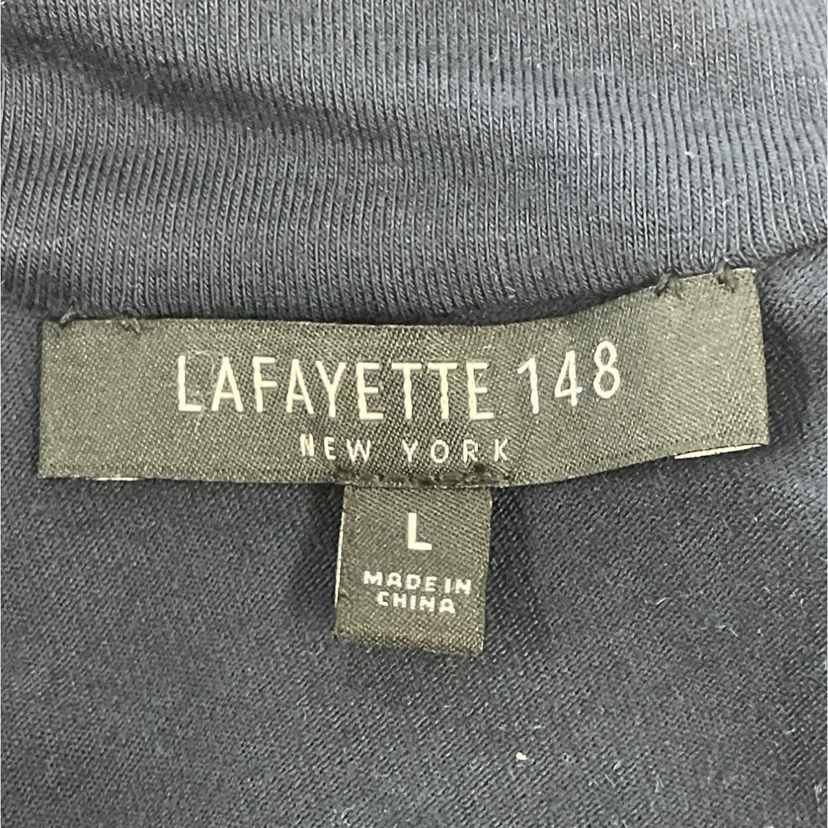 Lafayette 148 New York Navy Long Sleeve Mock Neck Top Size L