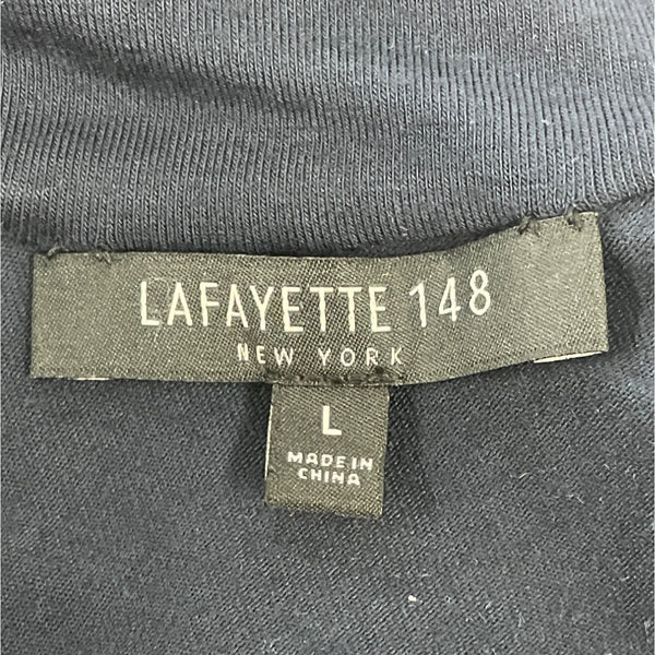 Lafayette 148 New York Navy Long Sleeve Mock Neck Top Size L