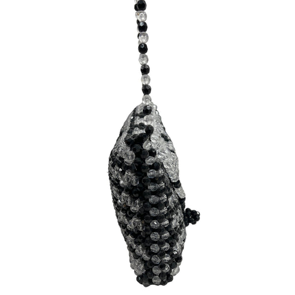 Unbranded Women's Black & White Beaded Shoulder Evening Bag Sz S
