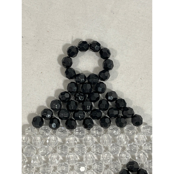 Unbranded Women's Black & White Beaded Shoulder Evening Bag Sz S