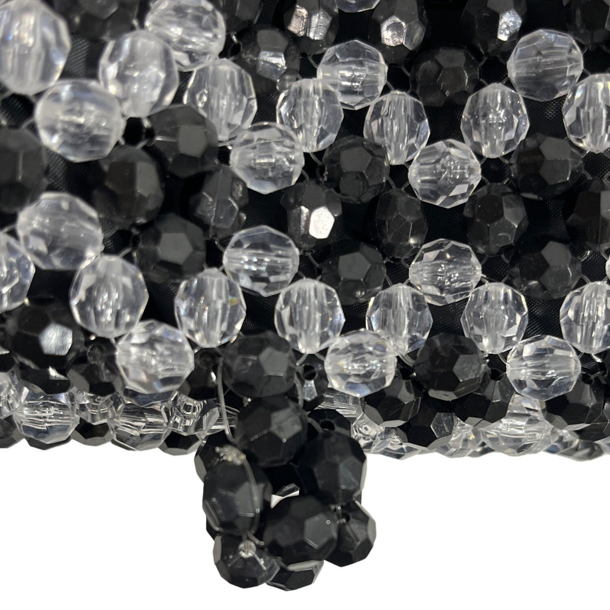 Unbranded Women's Black & White Beaded Shoulder Evening Bag Sz S