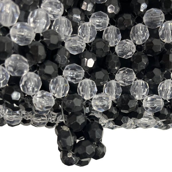 Unbranded Women's Black & White Beaded Shoulder Evening Bag Sz S