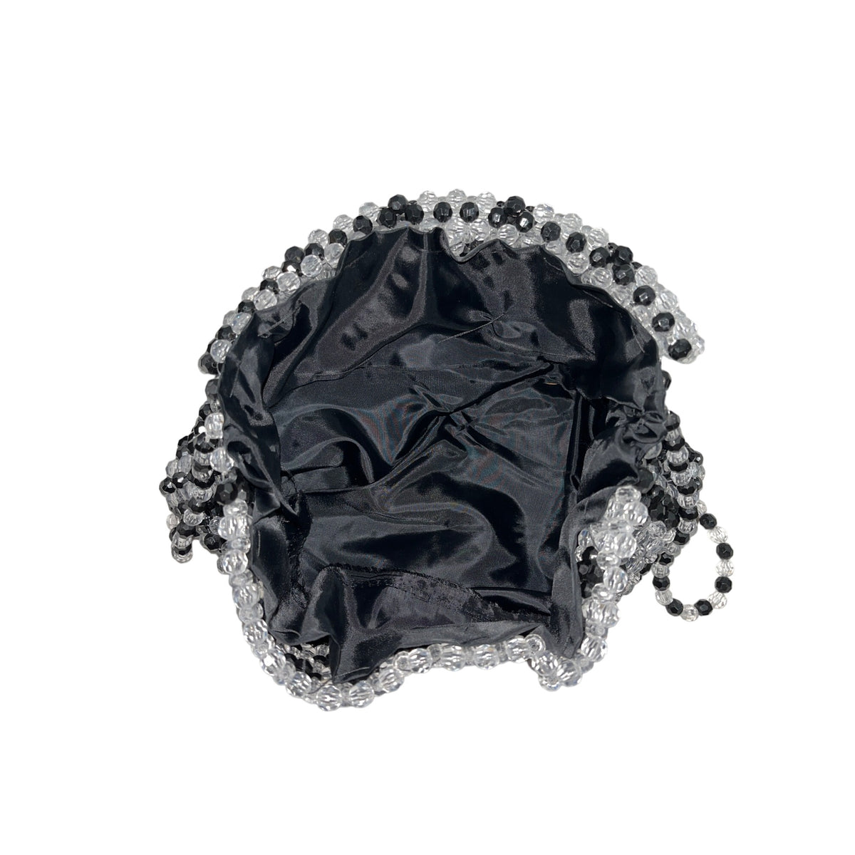 Unbranded Women's Black & White Beaded Shoulder Evening Bag Sz S