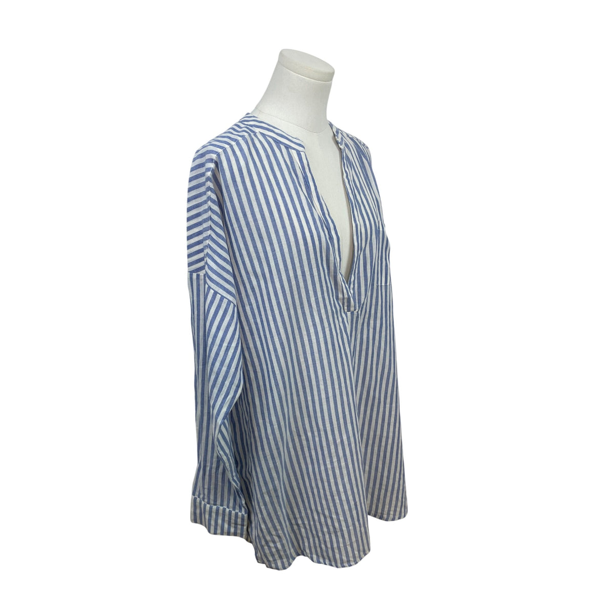 O'Neill Women’s Blue & White Striped Cover-Up  Long-Sleeve V-Neck Size L - New