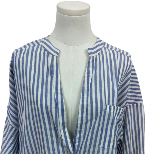 O'Neill Women’s Blue & White Striped Cover-Up  Long-Sleeve V-Neck Size L - New