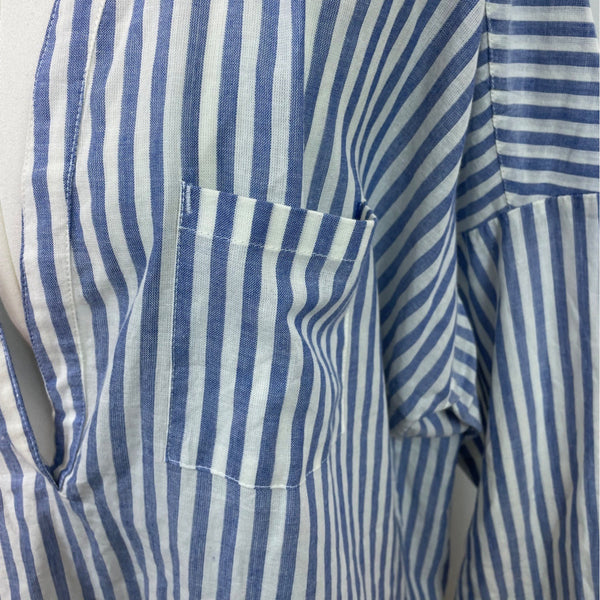 O'Neill Women’s Blue & White Striped Cover-Up  Long-Sleeve V-Neck Size L - New