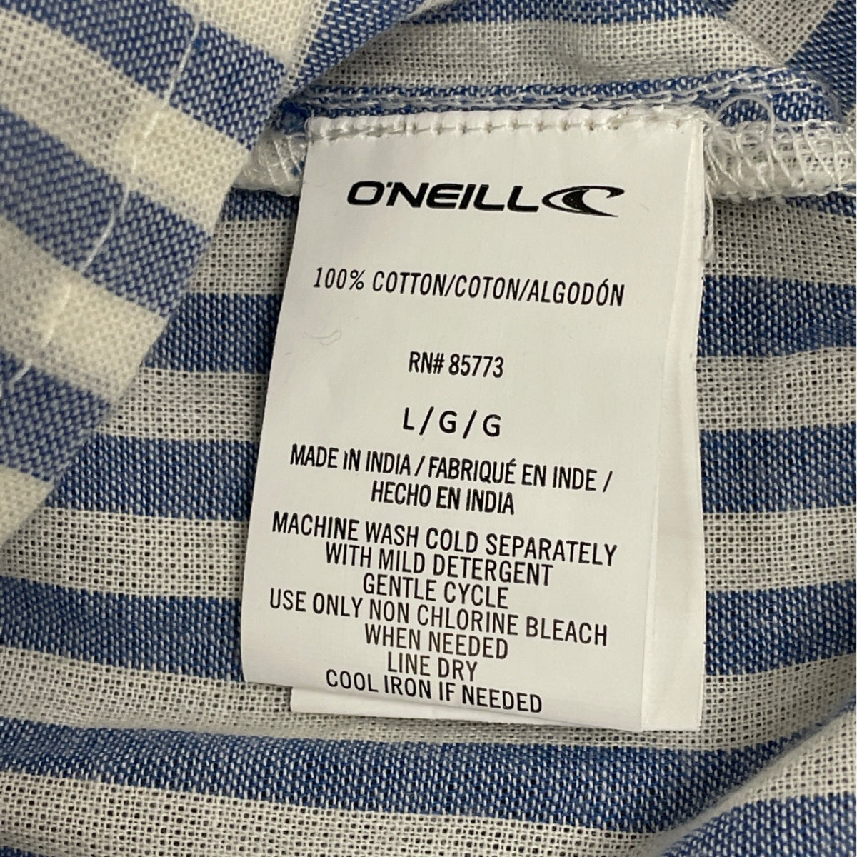 O'Neill Women’s Blue & White Striped Cover-Up  Long-Sleeve V-Neck Size L - New