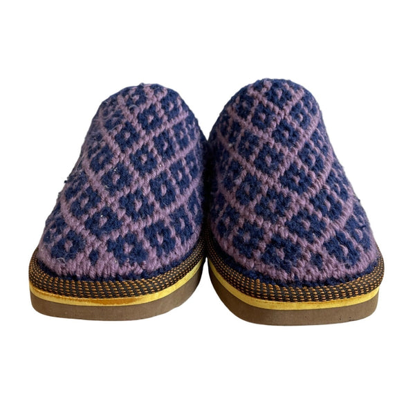 Women's Purple And Blue Wooven Quilted Pattern Slippers Sandals Size 9.5/10