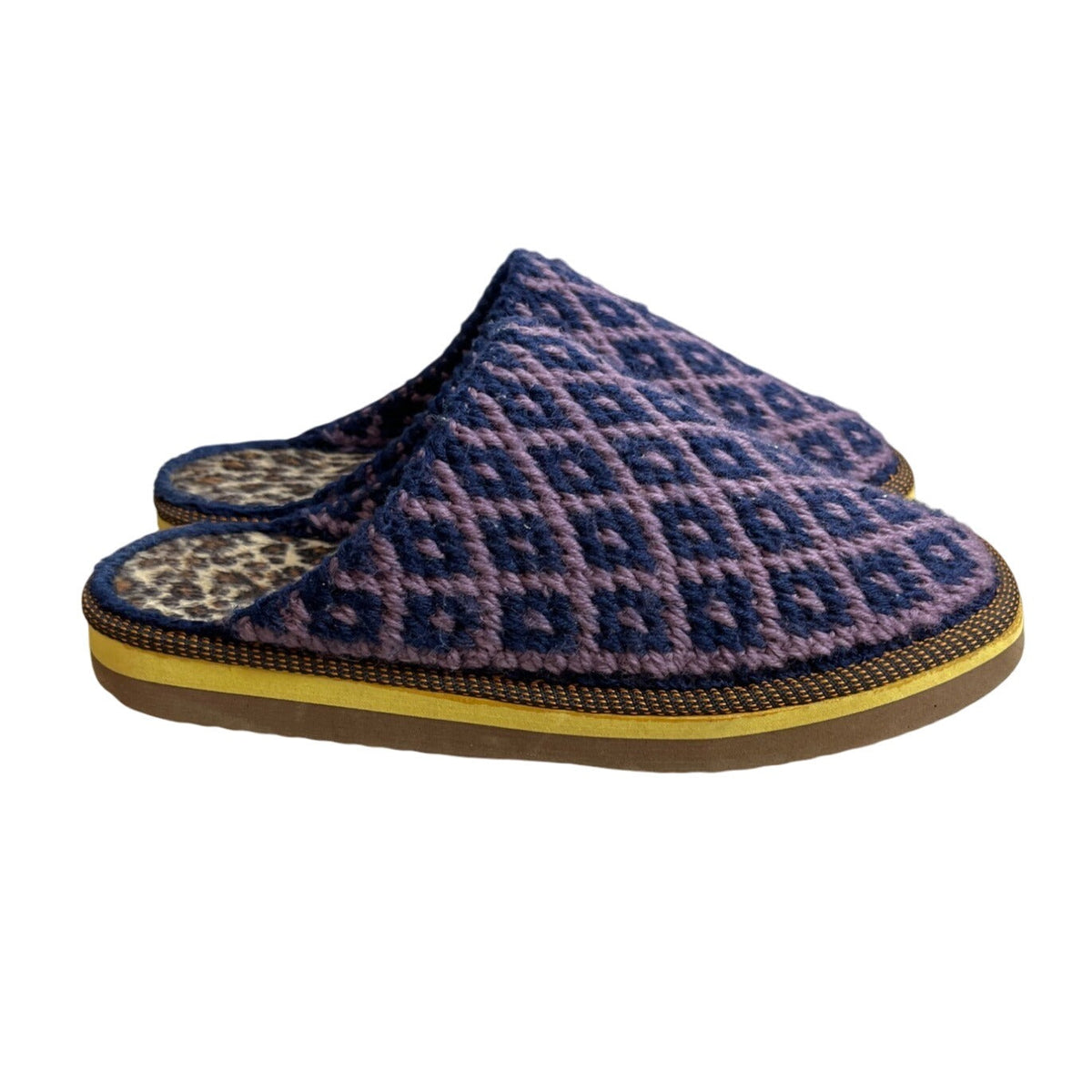 Women's Purple And Blue Wooven Quilted Pattern Slippers Sandals Size 9.5/10