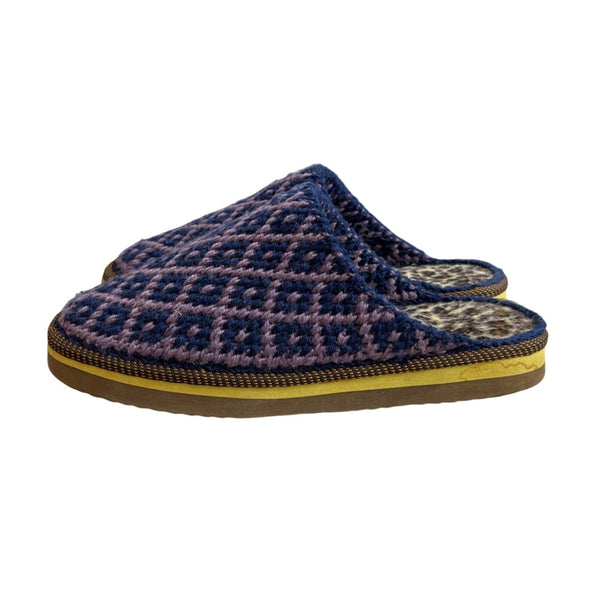 Women's Purple And Blue Wooven Quilted Pattern Slippers Sandals Size 9.5/10