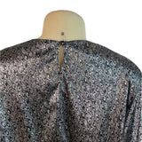 D.K. Gold Womens Black Long Sleeve Printed Blouse With Smocked Hem Size M