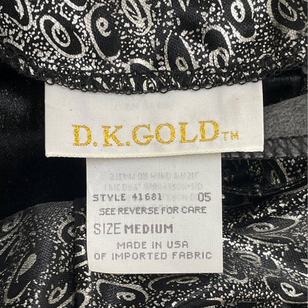 D.K. Gold Womens Black Long Sleeve Printed Blouse With Smocked Hem Size M