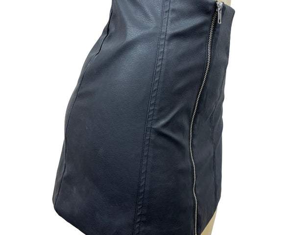 DIVIDED Women 's Black Faux Leather Zip Up Mini Skirt Size 2