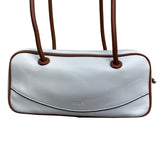 Cluci White & Brown Long Straps & Zipper Closure Shoulder Tote Bag Sz M