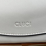 Cluci White & Brown Long Straps & Zipper Closure Shoulder Tote Bag Sz M