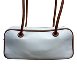 Cluci White & Brown Long Straps & Zipper Closure Shoulder Tote Bag Sz M