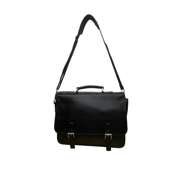 Kenneth Cole Reaction Men’s Black Manhattan Leather Laptop Briefcase