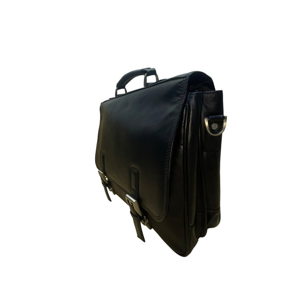 Kenneth Cole Reaction Men’s Black Manhattan Leather Laptop Briefcase