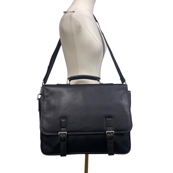 Kenneth Cole Reaction Men’s Black Manhattan Leather Laptop Briefcase