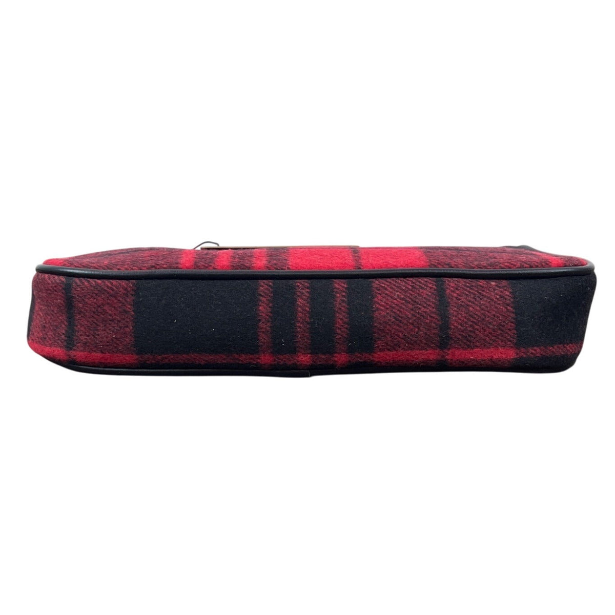 Bearpaw Red Multi Plaid Black Leather Accents Shoulder Evening Clutch Sz M - New