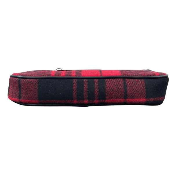 Bearpaw Red Multi Plaid Black Leather Accents Shoulder Evening Clutch Sz M - New