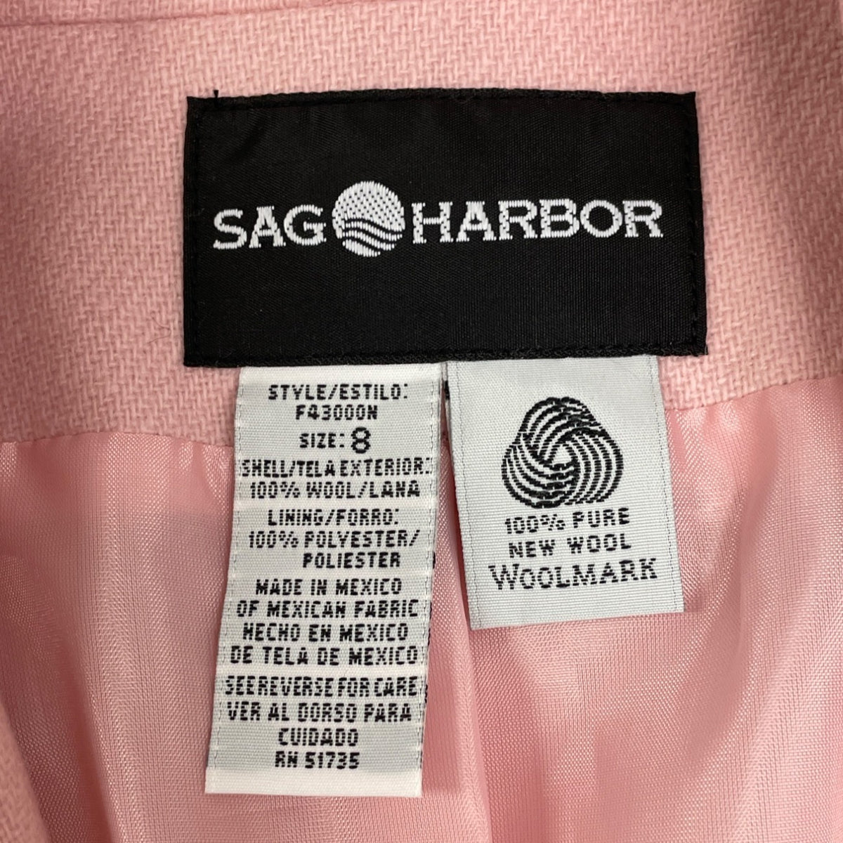Sag Harbor Womens Pink Long Sleeve Single Button Blazer Size 8 - NWT
