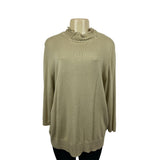 Sagharbor Women's Beige Long Sleeve Blouse Ruffle Collar Shirt Sz XL - NWT