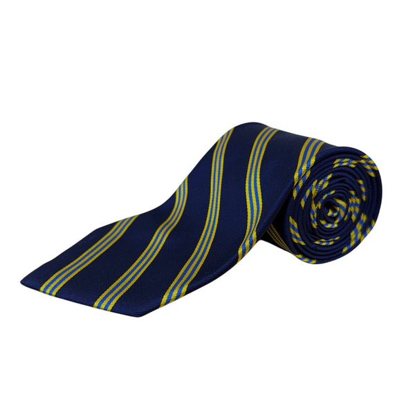 Vintage Brooks Brothers Blue Yellow Striped Silk Neck Tie Classic Design