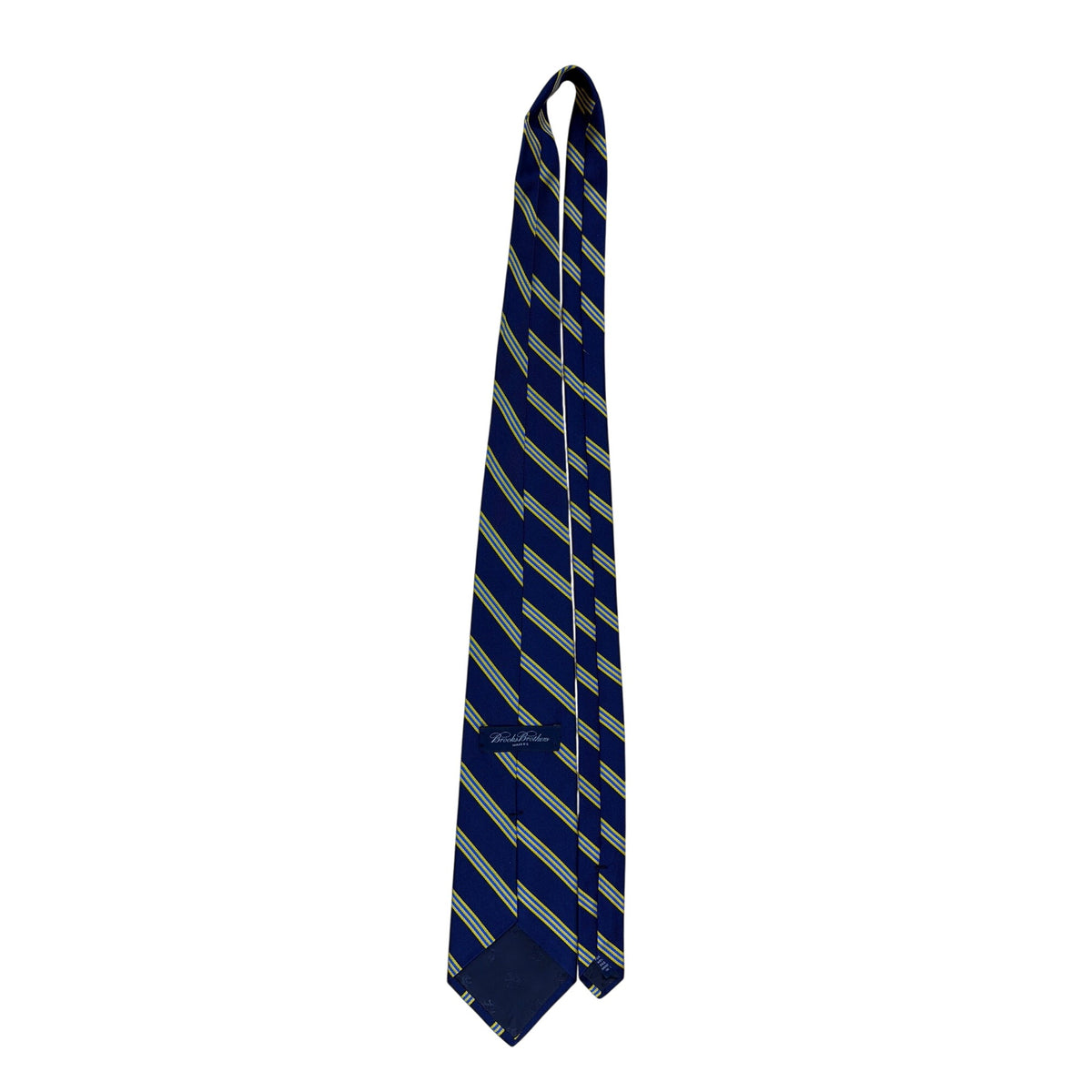Vintage Brooks Brothers Blue Yellow Striped Silk Neck Tie Classic Design