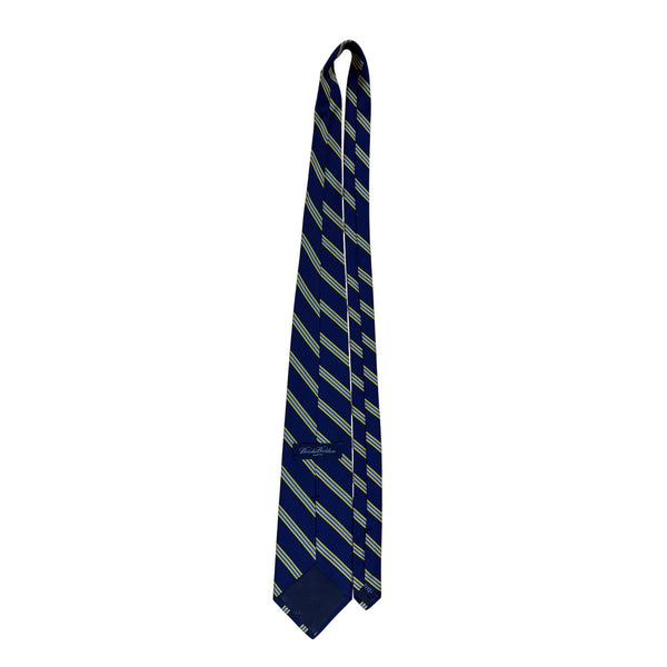 Vintage Brooks Brothers Blue Yellow Striped Silk Neck Tie Classic Design