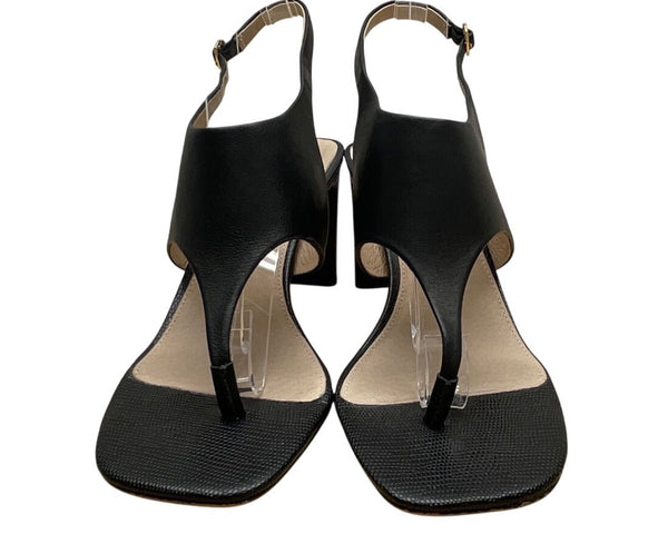 Louise Et Cie Black Leather Block Heel Lalo Slingback Sandals Size 9M